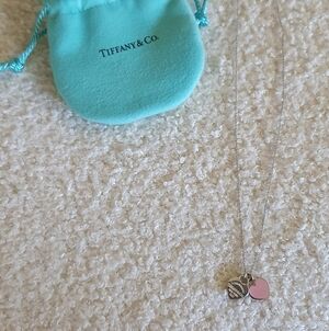 Authentic Tiffany & Co Pink Double Heart Necklace